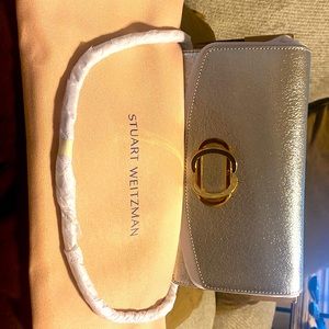 New never used Emelie Brilliant Lther Crossbody in Silver/Gold-Tone Ring Accent